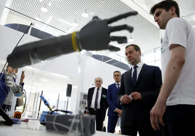 Russian Prime Minister Dmitry Medvedev visits polytechnical university in St. Petersburg, Russia, June 24, 2016. (Photo by Dmitry Astakhov/Reuters/Sputnik)