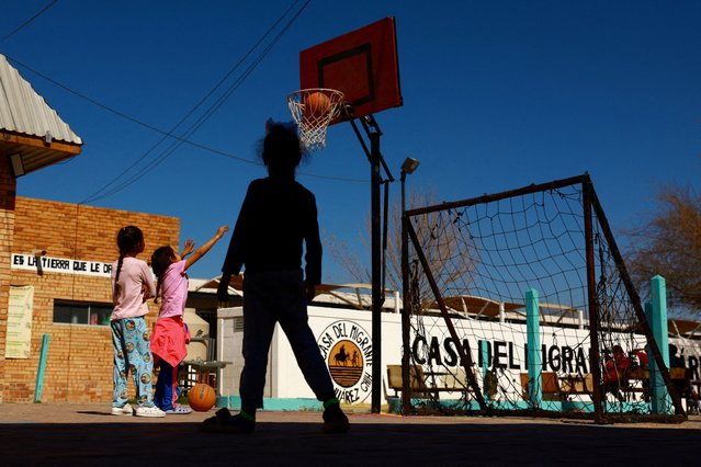 Migrant girls play at the Casa del Migrante shelter, currently housing 74 migrants, in Ciudad Juarez, Mexico on February 25, 2025. (Photo by Jose Luis Gonzalez/Reuters)
