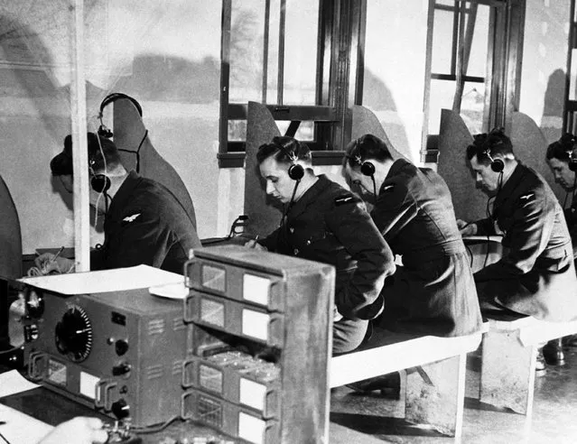 Pilots training at the elementary flying school at Ontario, Canada, on October 14, 1941, receiving wireless instructions. (Photo by AP Photo)
