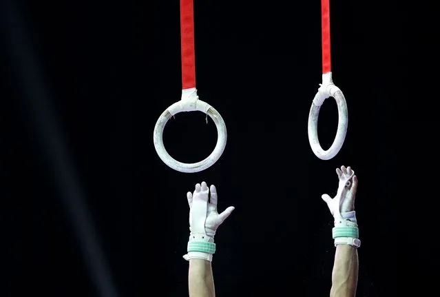 Severin Kranzlmueller of Austria competes on the Rings during the Men's team qualifying rounds of the Artistic Gymnastics European Championships in Antalya, Turkey, 11 April 2023. (Photo by Erdem Sahin/EPA/EFE/Rex Features/Shutterstock)