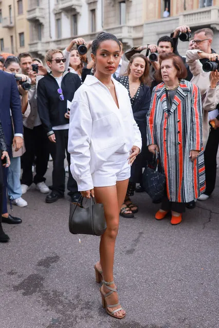 American actress Yara Shahidi is seen during the Milan Fashion Week – Womenswear Spring/Summer 2024 on September 21, 2023 in Milan, Italy. (Photo by Arnold Jerocki/GC Images)