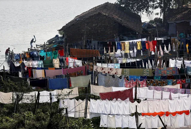 Laundrymen wash clothes in a pond at an open-air laundry in Kolkata, India January 6, 2017. (Photo by Rupak De Chowdhuri/Reuters)