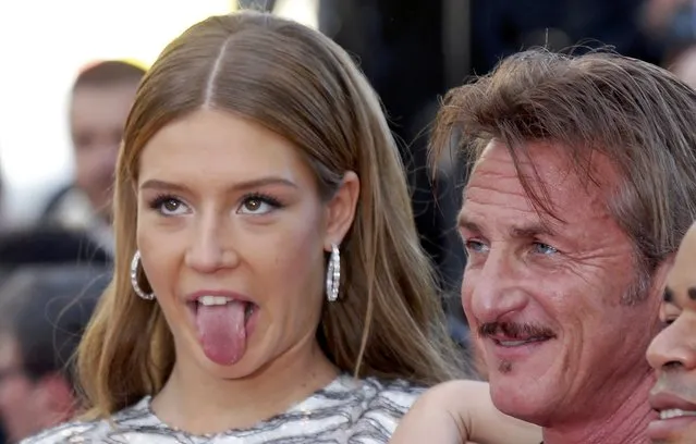 Director Sean Penn (R) and cast member Adele Exarchopoulos pose on red carpet as they arrive for the screening of the film “The last Face” in competition at the 69th Cannes Film Festival in Cannes, France, May 20, 2016. (Photo by Regis Duvignau/Reuters)