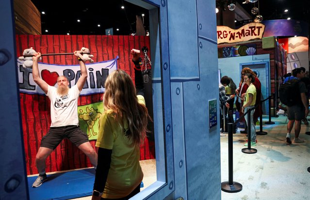 David Rossi poses for a picture at the Nickelodeon booth during Comic-Con International in San Diego, California on July 27, 2024. (Photo by Sandy Huffaker/Reuters)