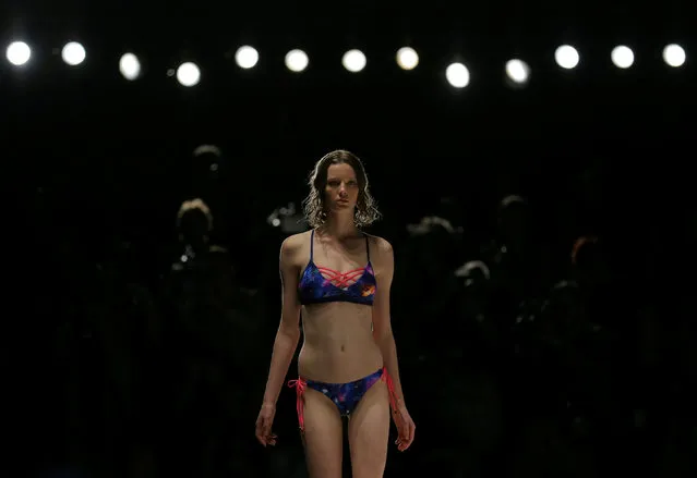 A model for Aqua Blu walks down the runway during a show at Fashion Week Australia in Sydney, Australia, May 17, 2017. (Photo by Steven Saphore/Reuters)