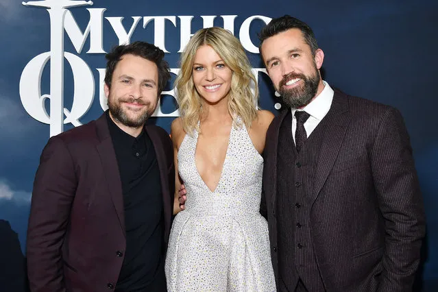(L-R) Charlie Day, Kaitlin Olson and Rob McElhenney attend the premiere of Apple TV+'s “Mythic Quest: Raven's Banquet” at The Cinerama Dome on January 29, 2020 in Los Angeles, California. (Photo by Amy Sussman/Getty Images)