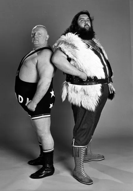 British wrestlers Big Daddy (left), and Giant Haystacks in England, 13th February 1979, (Photo by Popperfoto/Getty Images)