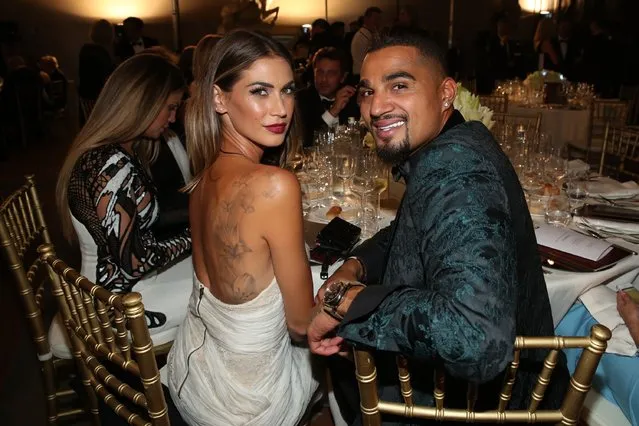 German football player Kevin-Prince Boateng and his girlfriend Melissa Satta attend the Celebrity Fight Night gala at Palazzo Vecchio during 2015 Celebrity Fight Night Italy on September 13, 2015 in Florence, Italy. (Photo by Andrew Goodman/Getty Images for Celebrity Fight Night)