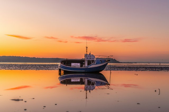 Sunset at Sandbanks in Dorset, UK at low tide on January 15, 2025. (Photo by Paul Jacobs/Picture Exclusive)