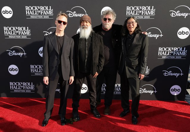 Matt Cameron, Kim Thayil, Ben Shepherd and Hiro Yamamoto of Soundgarden attend the 2025 Rock & Roll Hall of Fame Induction Ceremony at Peacock Theater on November 08, 2025 in Los Angeles, California. (Photo by Maya Dehlin Spach/WireImage)