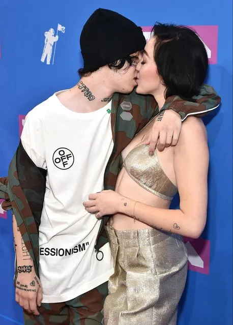Lil Xan and Noah Cyrus attend the 2018 MTV Video Music Awards at Radio City Music Hall on August 20, 2018 in New York City. (Photo by Mike Coppola/Getty Images for MTV)