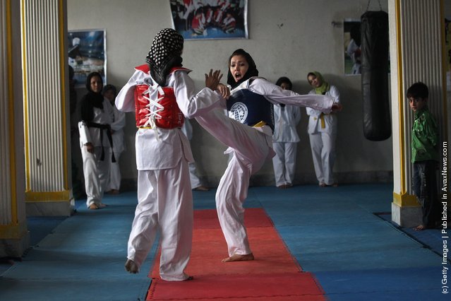Afghan girls practice martial arts