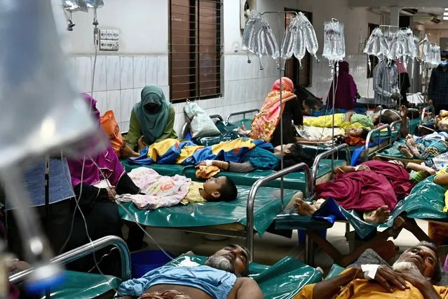 Patients suffering from diarrhea receive treatment at the International Centre for Diarrheal Disease Research (ICDDRB) in Dhaka on March 30, 2022. (Photo by Munir Uz Zaman/AFP Photo)