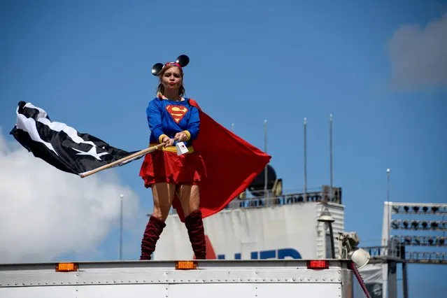 Demonstrator in a costume attends the national strike calling for the resignation of Governor Ricardo Rossello, in San Juan, Puerto Rico on July 22, 2019. (Photo by Gabriella N. Baez/Reuters)
