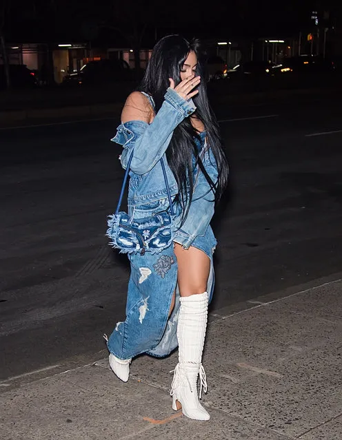 Lourdes Leon, wearing denim assemble, arrives late to Marc Jacobs Runway Show 2023 and is turned away to enter the 1st of the 2 shows at the Park Avenue Armory in New York City, New York on February 02, 2023. (Photo by Ouzounova/Splash News and Pictures)