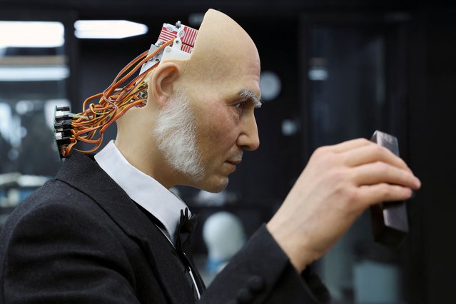 A humanoid robot stands at the office of developer Ex-Robots in Dalian, Liaoning province, China on June 6, 2024. (Photo by Florence Lo/Reuters)