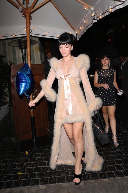 Singer Lily Allen is all smiles, enjoying the single life as she's seen stepping out in her Halloween costume to party at the Chateau Marmont Hotel in Los Angeles on October 30, 2025. (Photo by The Hollywood Curtain/BACKGRID)