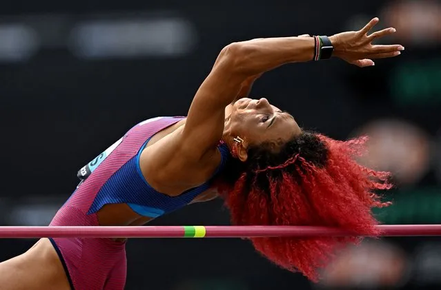 Taliyah Brooks of USA in action of the Womens Heptathlon High Jump during day one of the World Athletics Championships Budapest 2023 at National Athletics Centre on August 19, 2023 in Budapest, Hungary. (Photo by Dylan Martinez/Reuters)