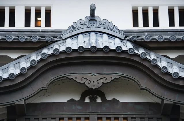 View of reconstructed details on the Kanazawa Castle in Kanazawa, Japan on January 12, 2016. The castle's history dates back to the 16th century but several fires and wars later, the castle and other fortress buildings were burned to the ground and rebuilt. (Photo by Linda Davidson/The Washington Post)