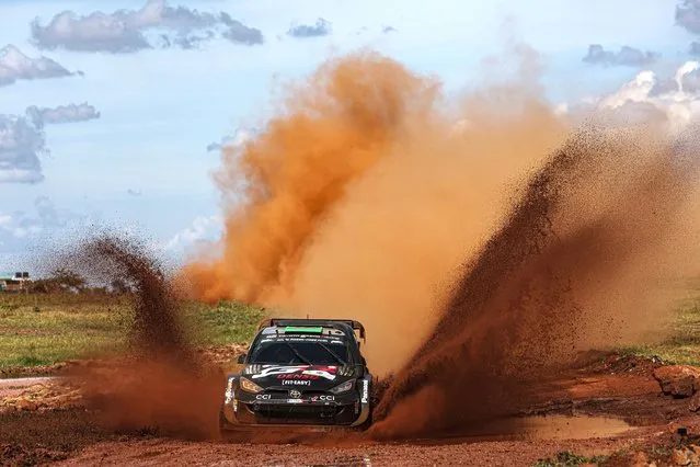 Elfyn Evans of Great Britain and Scott Martin of Great Britain compete in their Toyota Gazoo Racing WRT Toyota GR Yaris Rally1 #33 during day One of the FIA World Rally Championship Kenya on March 28, 2024 in Nairobi, Kenya. (Photo by Massimo Bettiol/Getty Images)