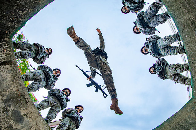 Armed police officers conduct training in Beihai city, South China's Guangxi Zhuang Autonomous region, June 4, 2024. (Photo credit should read CFOTO/Future Publishing via Getty Images)