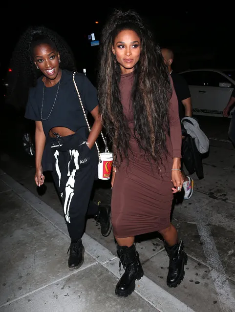 Ciara and her friend Brazilian Artist Iza were seen arriving for dinner at “catch LA” in West Hollywood on October 22, 2019. (Photo by THEREALSPW/Splash News and Pictures)