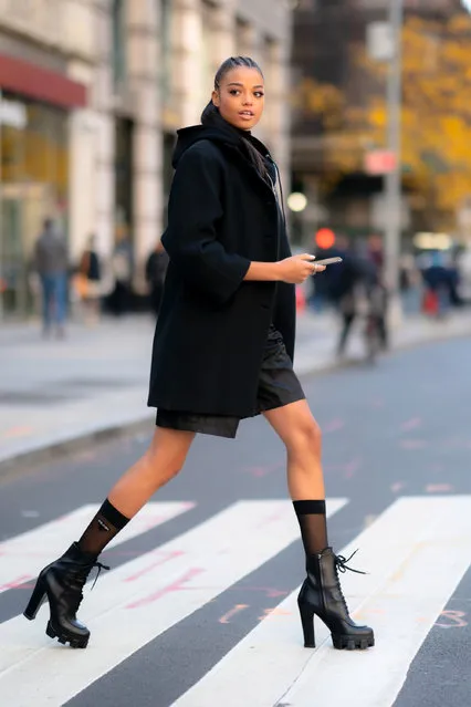 Ella Balinska is seen wearing Prada in Midtown on November 04, 2019 in New York City. (Photo by Gotham/GC Images)