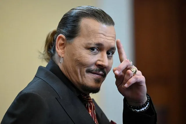 US actor Johnny Depp looks on during a hearing at the Fairfax County Circuit Courthouse in Fairfax, Virginia, on May 3, 2022. US actor Johnny Depp sued his ex-wife Amber Heard for libel in Fairfax County Circuit Court after she wrote an op-ed piece in The Washington Post in 2018 referring to herself as a “public figure representing domestic abuse”. (Photo by Jim Watson/Pool via AFP Photo)