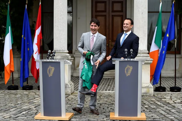 Canada's Prime Minister Justin Trudeau speaks at a press conference with Taoiseach Leo Varadkar at Farmleigh House, Dublin, Ireland July 4, 2017. (Photo by Clodagh Kilcoyne/Reuters)