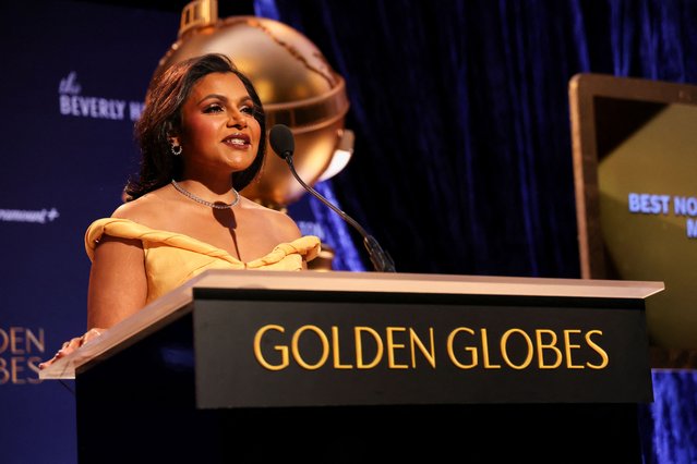Actress and comedian Mindy Kaling announces the nominations for the 82nd Golden Globe Awards in Beverly Hills, California on December 9, 2024. (Photo by Mario Anzuoni/Reuters)