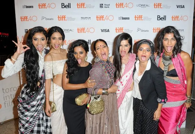 Cast attends premiere of “Angry Indian Godesses” at the 2015 Toronto International Film Festival, L-R Pavleen Gujral, Sarah-Jane Dias, Tannishtha Chatterjee, Sandhya Mridul, Amrit Maghera, Rajshri Deshpande and Anushka Manchanda at The Elgin on September 18, 2015 in Toronto, Canada. (Photo by Ernesto Distefano/Getty Images)
