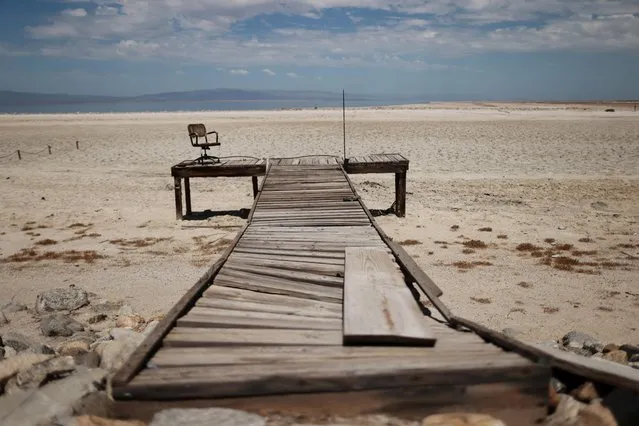 A former boat launch is seen on a Salton Sea’s beach, with the water much further away, as California faces its worst drought since 1977, in Salton City, California, U.S., July 4, 2021. (Photo by Aude Guerrucci/Reuters)
