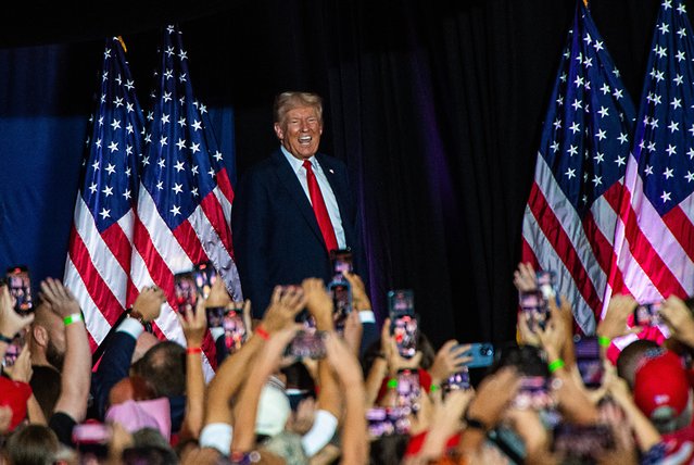 Former US President and 2024 Republican presidential candidate Donald Trump speaks at a campaign rally at the New Holland Arena in Harrisburg, Pennsylvania, on July 31, 2024. (Photo by Matthew Hatcher/AFP Photo)