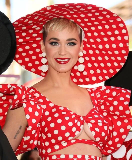 Katy Perry attends a star ceremony in celebration of the 90th anniversary of Disney's Minnie Mouse at the Hollywood Walk of Fame on January 22, 2018 in Hollywood, California. (Photo by JB Lacroix/ WireImage)