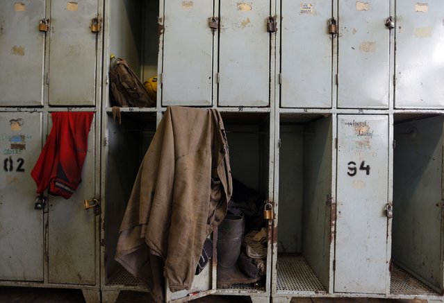 A view of cabinets at the the dressing room during the last working day at Hungary's last hard coal deep-cast mine at Markushegy December 23, 2014. (Photo by Laszlo Balogh/Reuters)