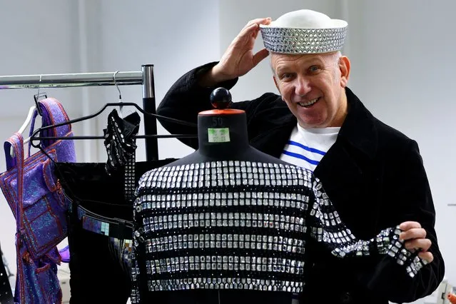 Designer Jean Paul Gaultier poses before the dress rehearsal ahead of the world premiere of “Falling in Love” Grand Show at Friedrichstadt-Palast, also known as Palast Berlin, a revue theatre with the largest stage floor in the world, in Berlin, Germany on October 5, 2023. (Photo by Fabrizio Bensch/Reuters)