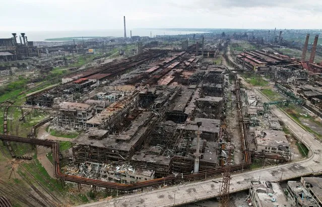 A view shows destroyed facilities of Azovstal Iron and Steel Works during Ukraine-Russia conflict in the southern port city of Mariupol, Ukraine on May 22, 2022. Picture taken with a drone. (Photo by Pavel Klimov/Reuters)