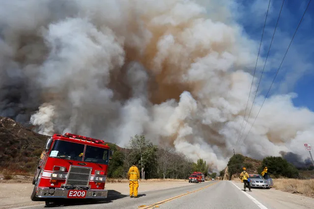 Crews battle the so-called Sand Fire in the Angeles National Forest near Los Angeles, California, U.S. July 24, 2016. (Photo by Jonathan Alcorn/Reuters)