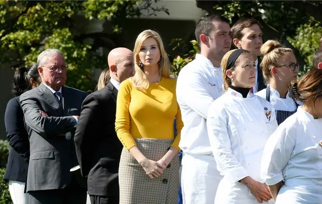 Ivanka Trump attends  a moment of silence with White House staff for the victims of the Las Vegas shooting, on the South Lawn of the White House in Washington, D.C., U.S., October 2, 2017. (Photo by Olivier Douliery/Abaca Press/TNS)