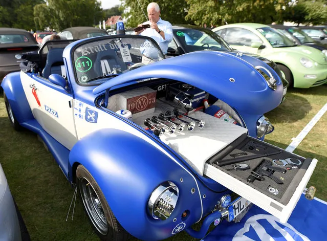 A Volkswagen Beetle car, reconstructed like a police car, is seen at the so called “Sunshinetour 2016” in Travemuende at the Baltic Sea, August 20, 2016. (Photo by Fabian Bimmer/Reuters)