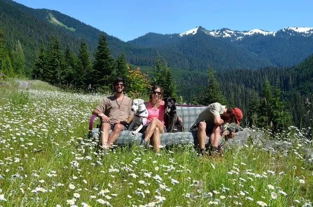 The trip was planned so that they could celebrate Andy's recovery from a serious spinal injury. Here the group is seen at Tetlin Wildlife Preserve in Alaska. (Photo by Caters News)