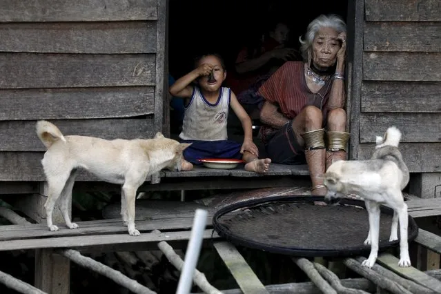 An ethnic Kayaw boy has dinner next to his grandmother at their home at Htaykho village in the Kayah state, Myanmar September 12, 2015. (Photo by Soe Zeya Tun/Reuters)