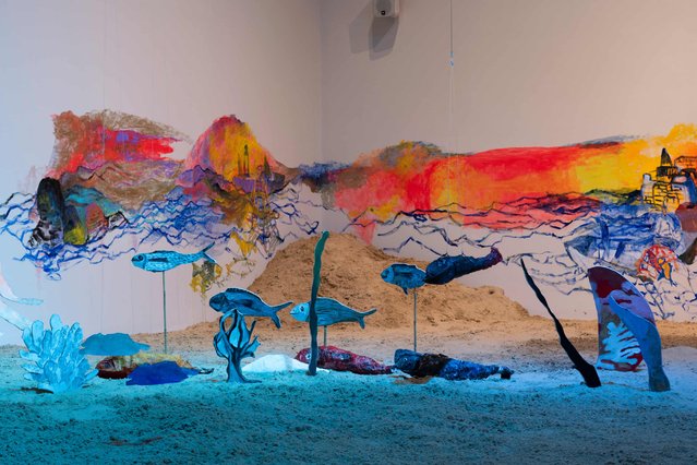 The sea as world history … part of The Sunken Boat: A Glimpse Into Past Histories by Anna Boghiguian at Turner Contemporary in Edinburgh in August 2025. (Photo by Thierry Bal/The Guardian)