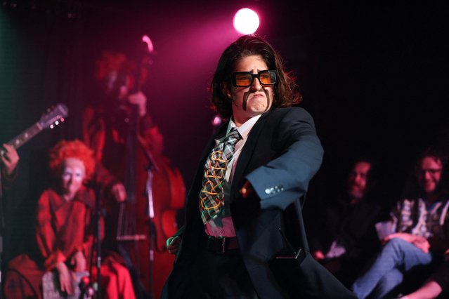 Drag king Riss Obolensky performs as drag king Norman Creebs during the Opening Cabaret at The London Clown Festival in London, Britain, on July 8, 2024. (Photo by Hollie Adams/Reuters)