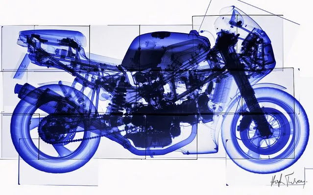 An x-ray of a motorcycle, taken by British artist and photographer Hugh Turvey in London, England. (Photo by Hugh Turvey/SPL/Barcroft Media)