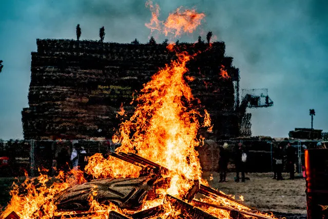 Preparations for the New Year’s Eve bonfire in Scheveningen, Netherlands on December 28, 2018. (Photo by Robin Utrecht/Rex Features/Shutterstock)