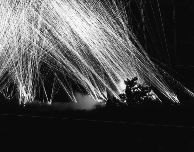 Flak flies at Axis planes during an air raid in Algiers June 16, 1947. The concentrating of fire brought down several planes. (Photo by AP Photo)