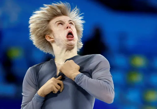 Daniel Grassl of Italy takes to the ice in the Men's Single Skating event at the Beijing 2022 Winter Olympics at Capital Indoor Stadium in Beijing, China on February 4, 2022. (Photo by Evgenia Novozhenina/Reuters)