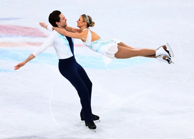 Kirsten Moore-Towers and Michael Marinaro of Team Canada skate during the Pair Skating Free Skating on day fifteen of the Beijing 2022 Winter Olympic Games at Capital Indoor Stadium on February 19, 2022 in Beijing, China. (Photo by Elsa/Getty Images)