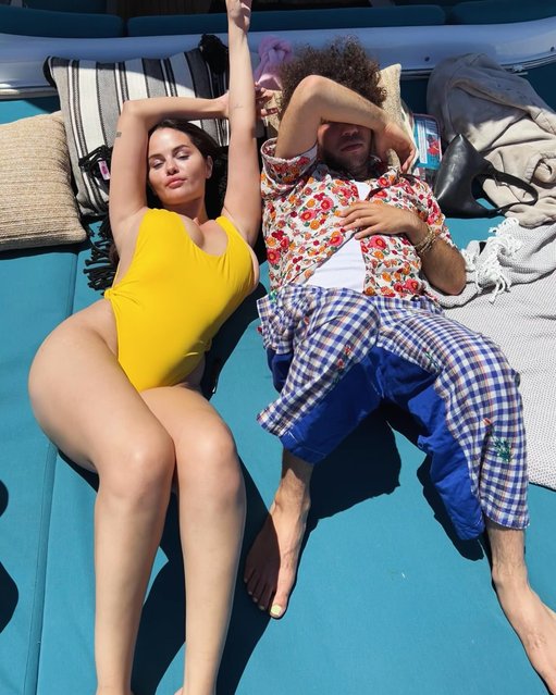 Swimsuit-clad American singer and actress Selena Gomez in the last decade of July 2024 thanks American record producer and songwriter Benny Blanco for “sharing” his life with her. (Photo by selenagomez/Instagram)